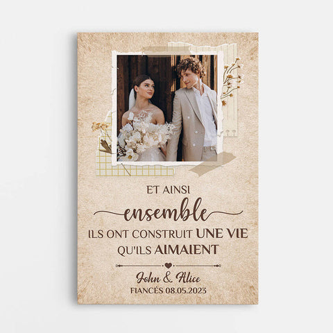 accessoire enterrement de vie de garcon Toile "Ainsi Ensemble Ils Ont Construit Une Vie Qu'Ils Aimaient" Personnalisée