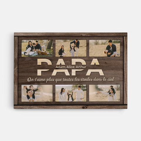 Photo sur toile pas cher Toile Papa, On T'Aime Plus Que Toutes Les Étoiles Dans Le Ciel Avec Photos Personnalisée[product]