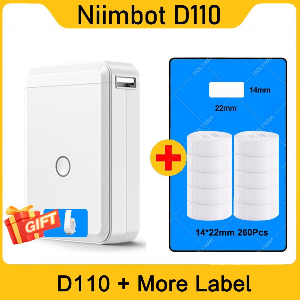 NiiMbot D110 Wireless Label Maker - Portable Printer with Tape & Templates for Phone, Home & Office