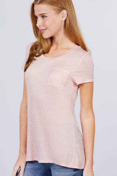 Buy Online High Quality Latest Short Sleeve Scoop Neck Top With Pocket - Shalaunie's Closet