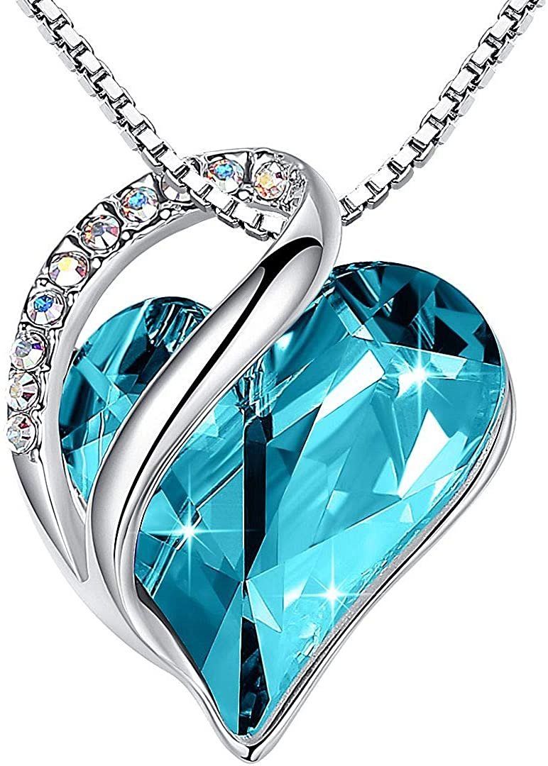 Leafael Infinity Love Heart Pendant Necklace Birthstone Crystal Jewelr ...