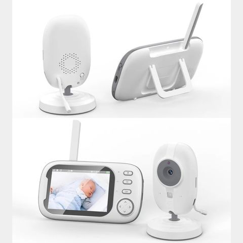 Vue arrière du moniteur de babyphone, illustrant la caméra et le système de pivotement