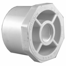 Pipe Reducer Bushing, Spigot x Female Thread, White, 1.25 x 1-In.