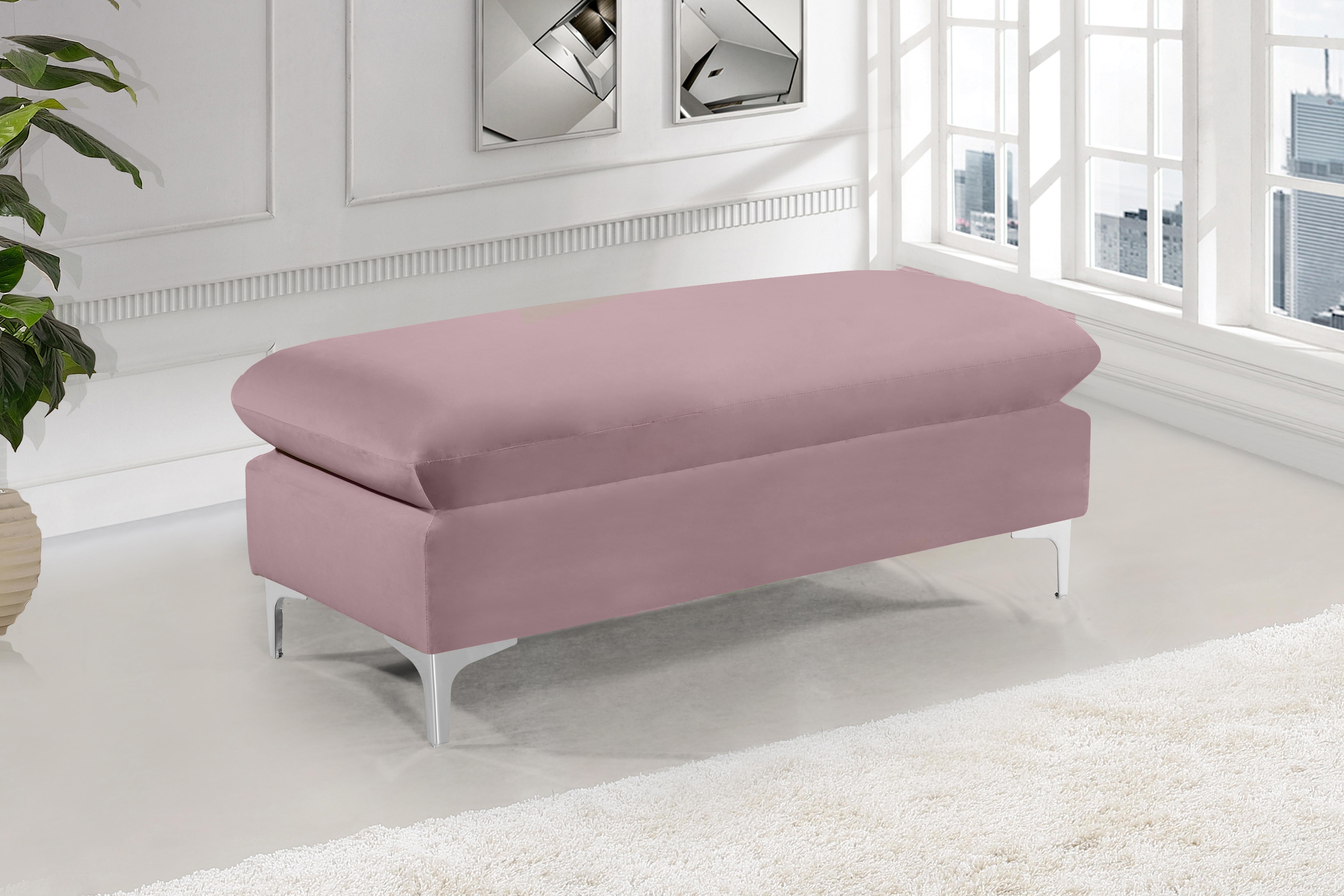 Meridian Furniture Harper Pink Velvet Ottoman Stool