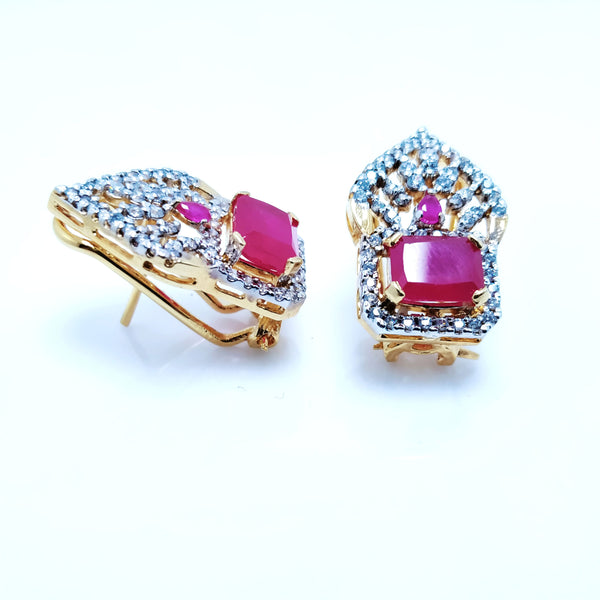 Tops Pair with Chetum and Zircons 24kt Gold Plated.