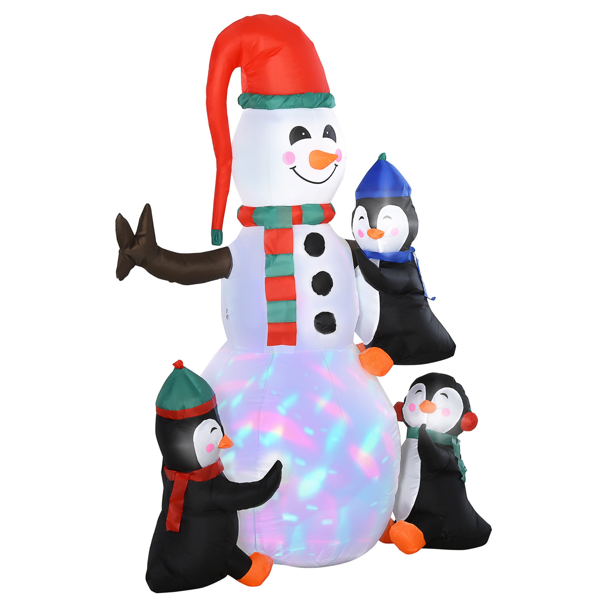 Festive Snowman & Penguin Inflatable - Colorful LED Christmas Decor