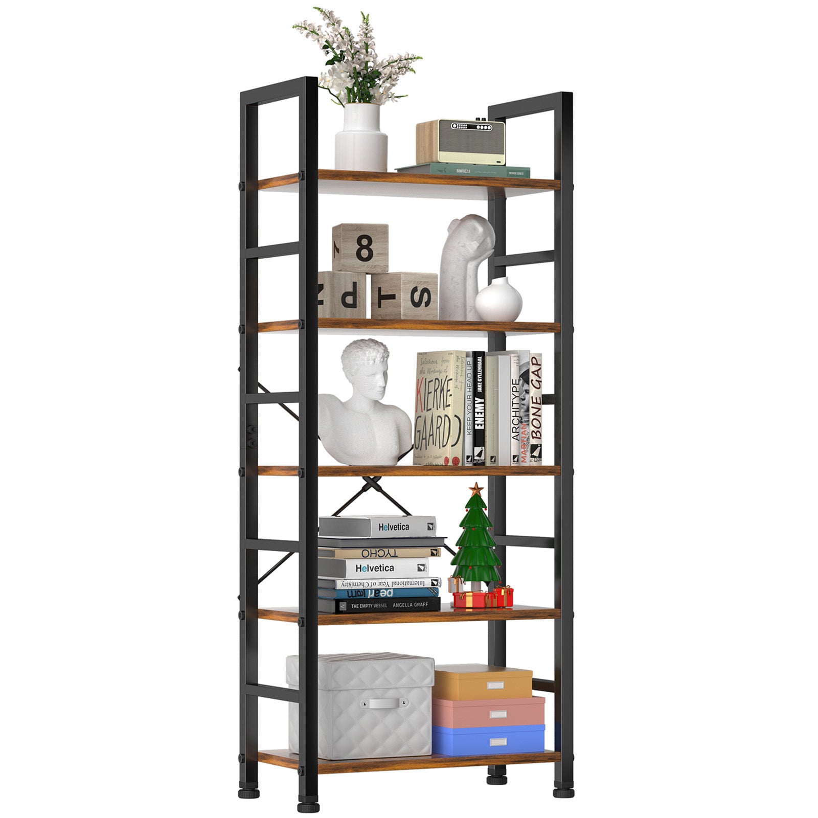 Stylish Brown Boucle 5-Shelf Multifunctional Display Stand