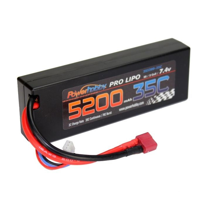 Powerhobby 5200mAh 7.4V 2S 35C LiPo Hard Case Battery with Hardwire Deans Connector