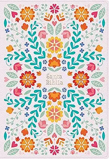 RVR 1960 Biblia letra súper gigante edit flor, símil piel
