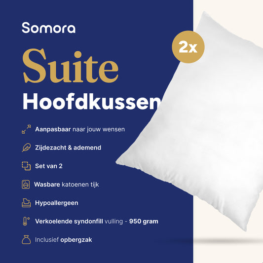 Somora Suite Hoofdkussen - Verkoelend Syndonfill - van 2 - Geschikt voor alle slaapposities - Verstelbaar - cm – Somora-sleep