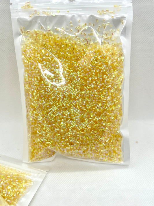 Lime green iridescent Tube confetti bingsu beads – luvasupplies