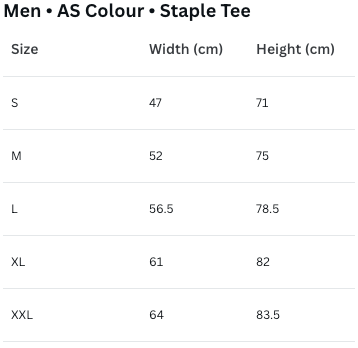 Mens Size Chart