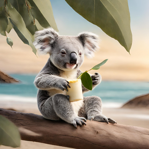 Kip enjoying some Coastal Cultured butter on his eucalyptus leaf