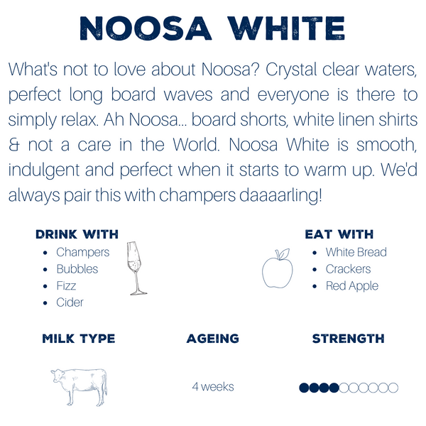 Noosa White brie style soft cheese by Max+Tom, Sunshine Coast cheesemaker