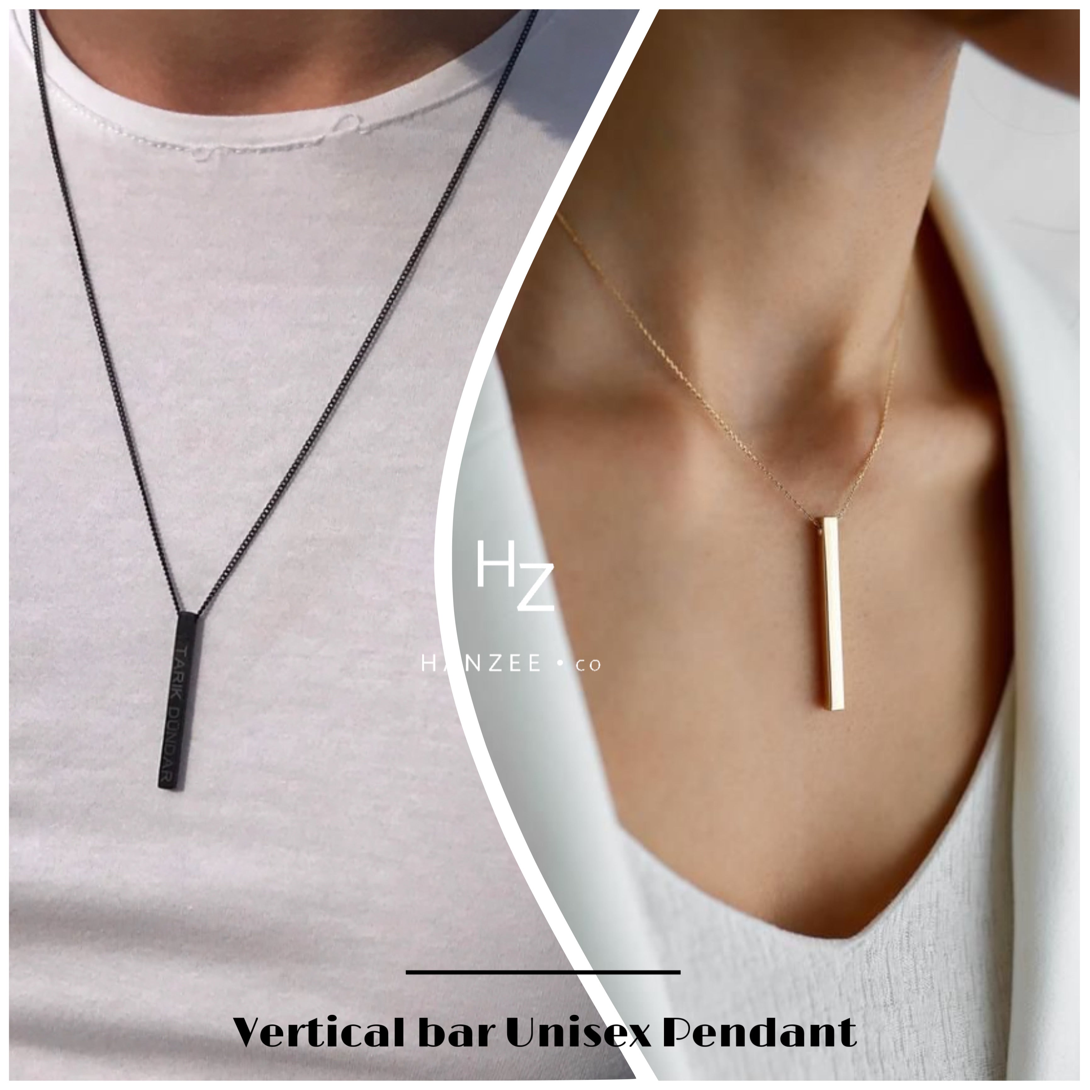 Unisex Vertical Bar Pendant