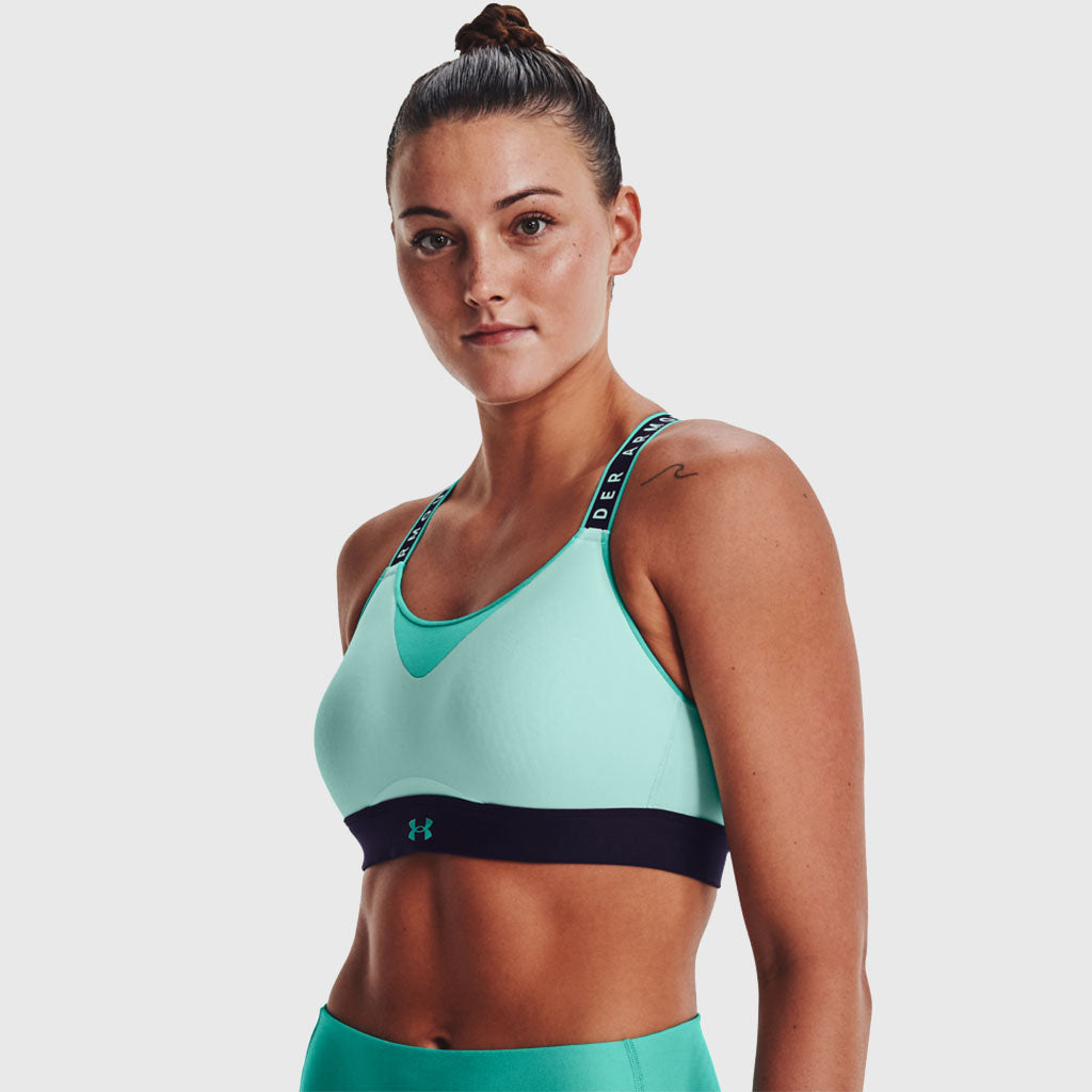 Armour Crossback Heather Mid Impact Sports Bra Breathtaking Blue Hthr XS by Under  Armour