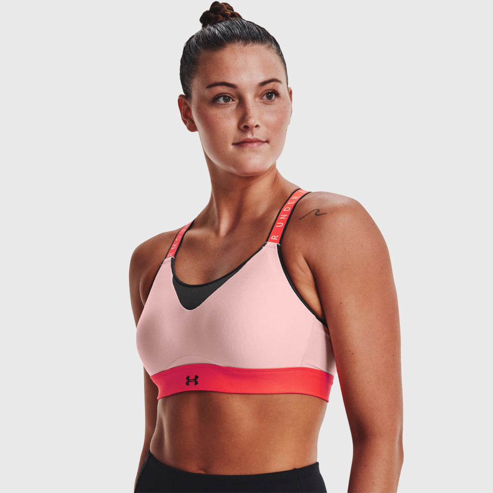 Under Armour Mid Crossback Heather Sports Bra Women's Planet Pink Activewear