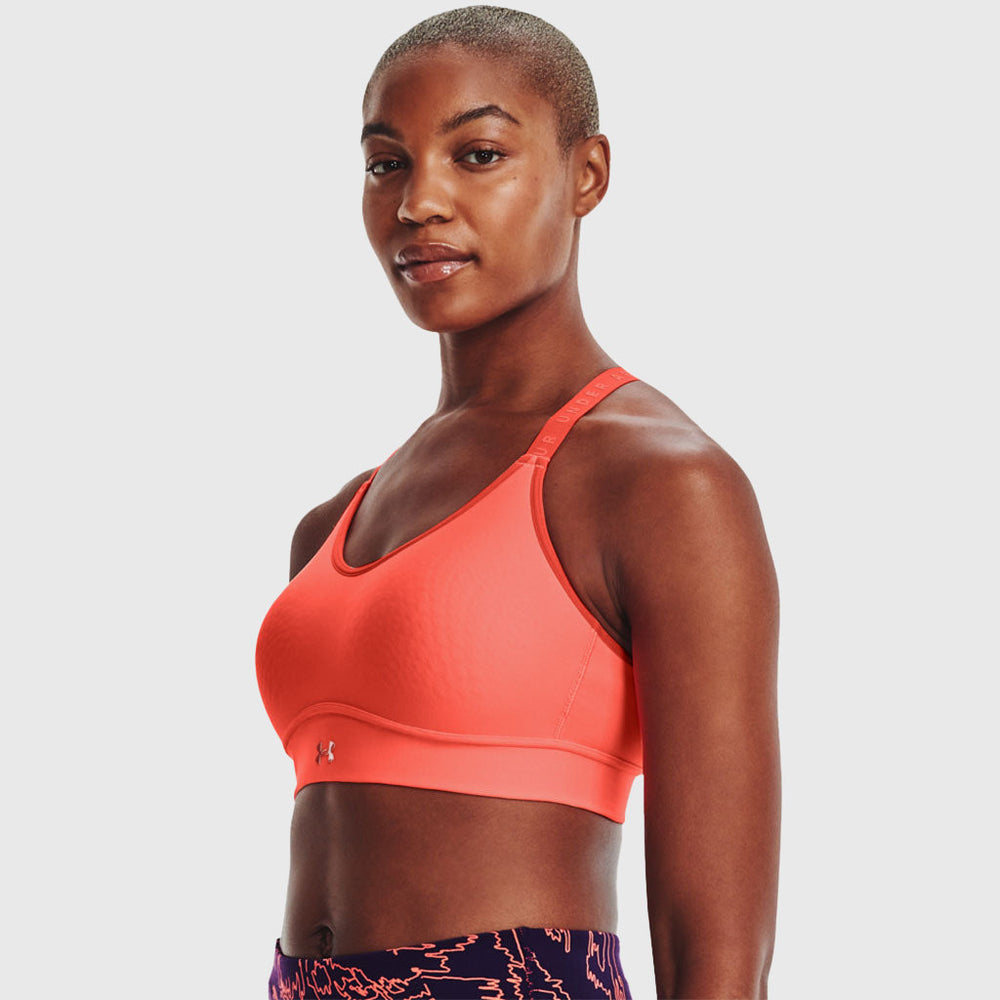 Under Armour INFINITY LOW STRAPPY - Light support sports bra - chestnut red  phosphor green radio red/brown 