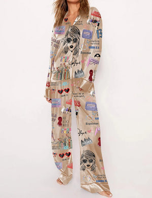 Graphic Printed Two Piece Pajama Set - My Comfy Pajama