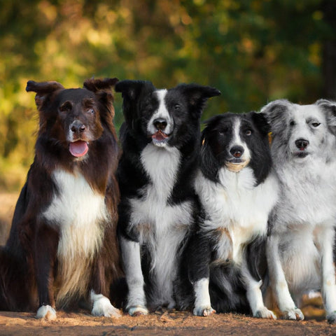 Border-Collie-Hunde sitzen zusammen