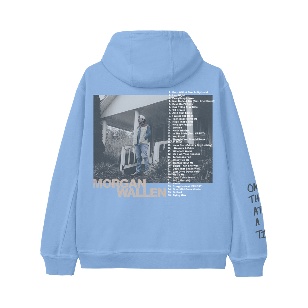 Zeehaven vermijden Inzet One Thing At A Time Album Cover Blue Hoodie – Morgan Wallen Official Store