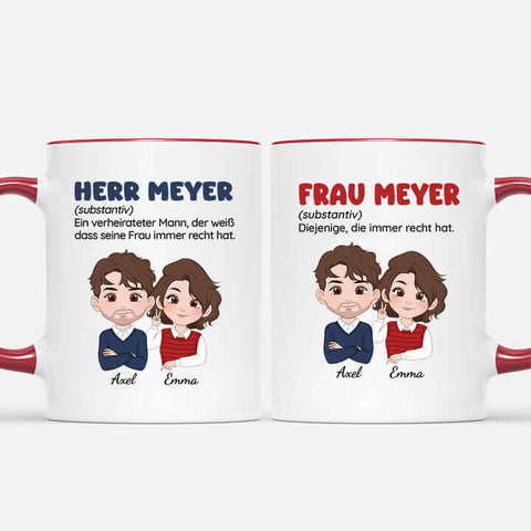 Emotionale Geschenkidee Silberhochzeit Freunde herr frau tasse[product]