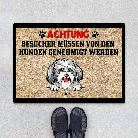 Personalisierte Achtung Besucher Müssen Von Den Hunden Genehmigt Werden Fußmatte Geschenkideen für Hundeoma[product]