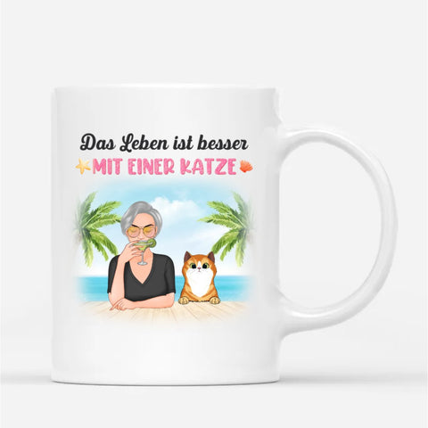 Personalisierte Das Leben Ist Besser Mit Einer Katze Tasse Geschenk zum 70 Geburtstag Oma[product]