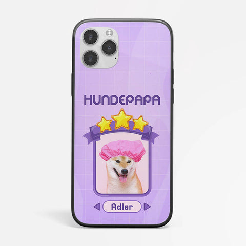 personalisierte handyhülle in lila mit hund[product]