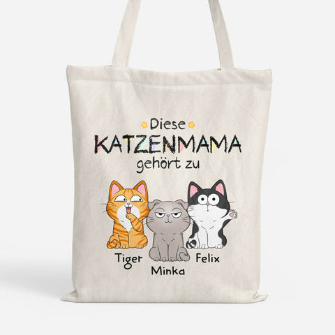 Personalisierte Katzenmama Gehört Zu Lustig Tragetasche Ruhestand Geschenkidee[product]