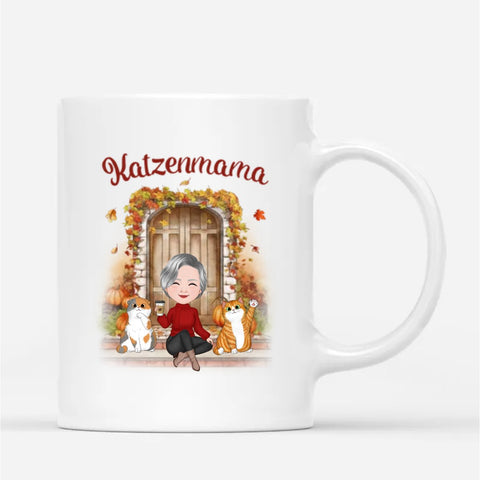 Personalisierte Katzenmama Herbst Tasse Geschenk zum 70 Geburtstag Oma[product]