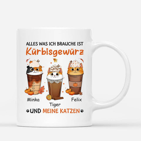 Personalisierte Was Ich Brauche Ist Kürbisgewürz Und Katzen Tasse Geschenk zum 70 Geburtstag Oma[product]