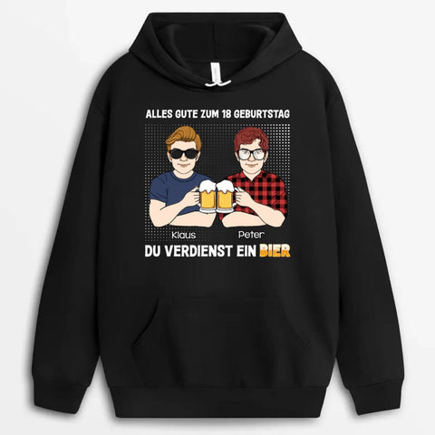 18 Geburtstag Geschenkideen junge personalisierter hoodie mit 2 jungen in schwarz
