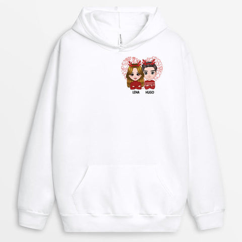 Personalisierter Paar Mit Herz Weihnachten Hoodie Lustiges Geschenk für Freundin[product]