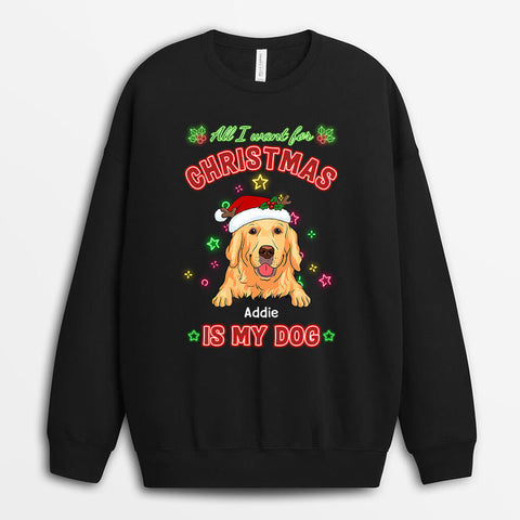 personalisierter pullover mit hund zu weihnachten in schwarz