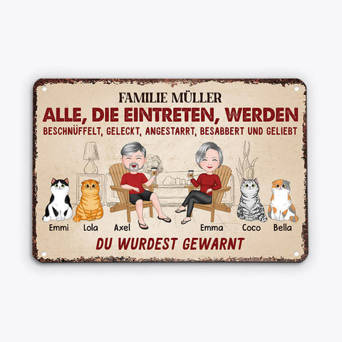 Personalisiertes Alle Die Eintreten Werden Beschnüffelt Geleckt Angestarrt Angesabbert Und Geliebt Türschild Katze Hochzeitsgeschenk[product]