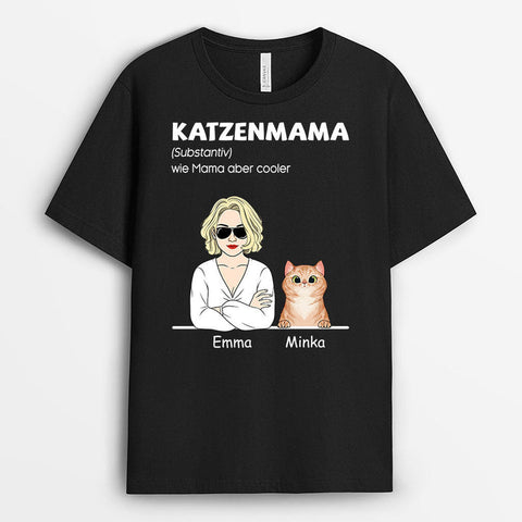 Personalisiertes Coole Katzenmama T-Shirt Geschenk 40 Geburtstag Freundin