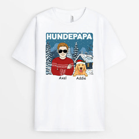 Personalisiertes Cooler Hundepapa Zu Weihnachten T-shirt geschenk für ehemann der alles hat[product]