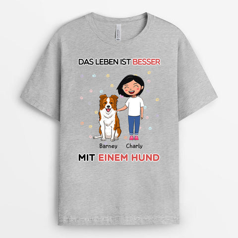 Personalisiertes Das Leben Ist Besser Mit Einem Hund T-Shirt Hunde Oma Geschenk[product]