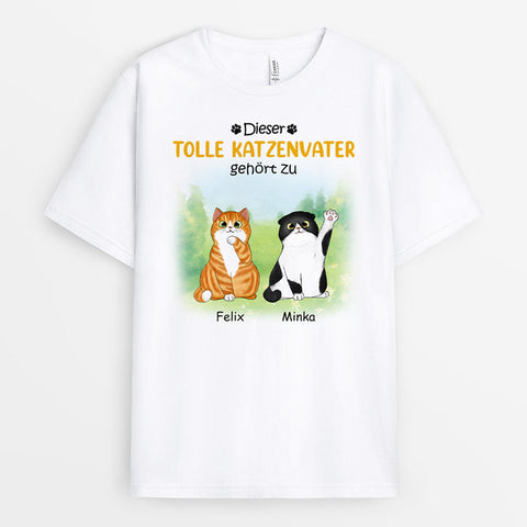 Personalisiertes Dieser Katzenpapa Gehört Zu T-Shirt Geschenk zum 40 Geburtstag Freundin