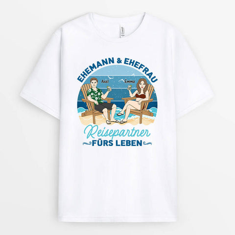 Personalisiertes Ehemann Ehefrau Reisepartner fürs Leben T-shirt geschenk für ehemann der alles hat[product]