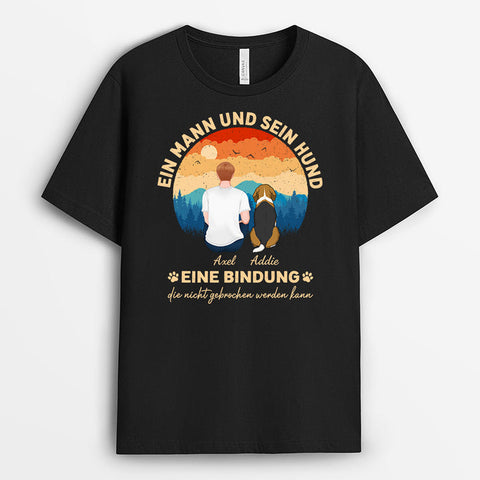 Personalisiertes Ein Mann Mit Seinem Hund T-Shirt Hundepapa Geschenk[product]