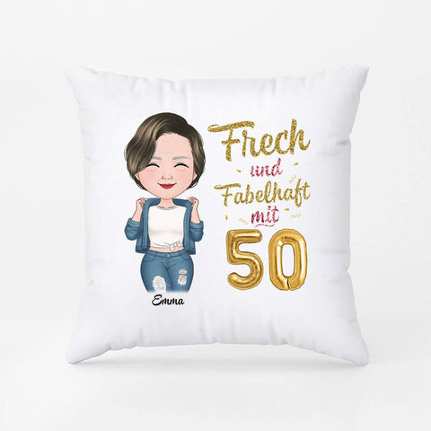 Personalisiertes Frech Und Fabelhaft Mit Kissen Geschenk Mama 50 Geburtstag[product]