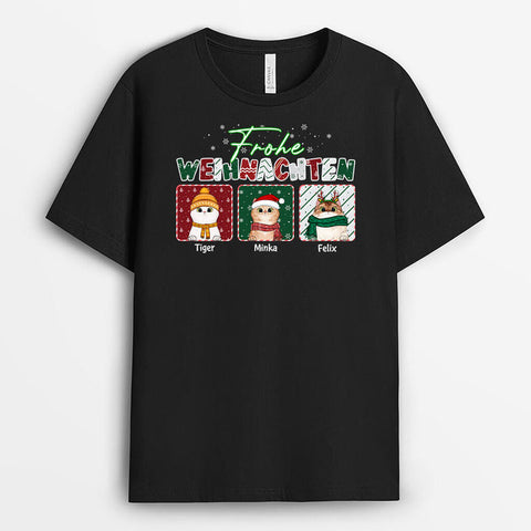 Personalisiertes Frohe Weihnachten Katzen T-shirt Geschenke für Katzenliebhaber[product]