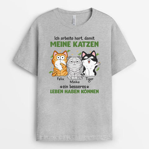 Personalisiertes Ich Arbeite Hart Katze T-shirt Geburtstagsgeschenk für Katzenliebhaber[product]