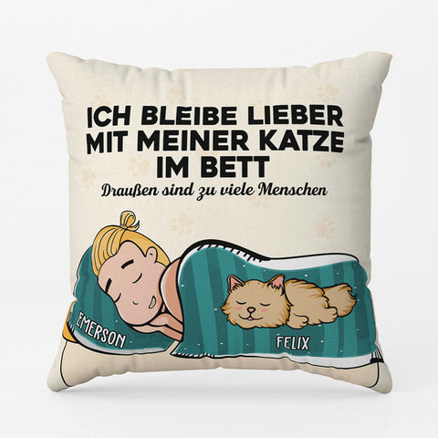 Personalisiertes Ich Bleibe Lieber Mit Meiner Katze Im Bett Kissen Hochzeitsgeschenke Katzenliebhaber[product]