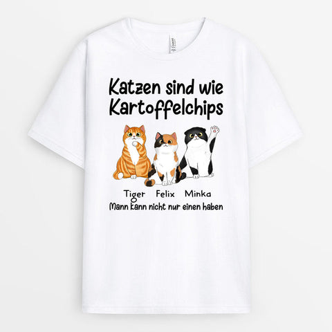 Personalisiertes Katzen Sind Wie Chips T-Shirt Geschenkideen für Katzenliebhaber[product]