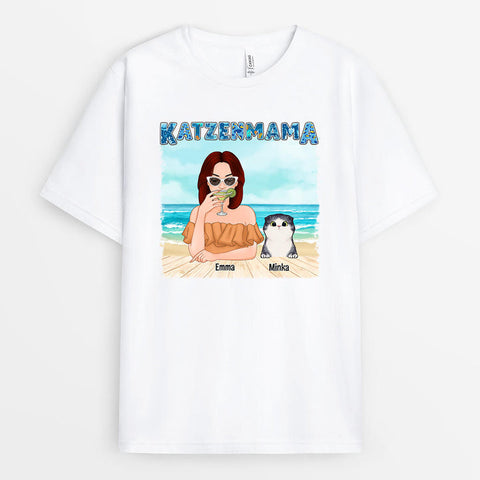 Personalisiertes Katzenmama Sommer T-Shirt Lustige T shirts Sprüche[product]