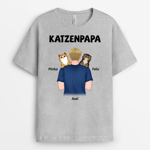 Personalisiertes Katzenpapa T-Shirt Geschenk zum 40 Geburtstag Mann