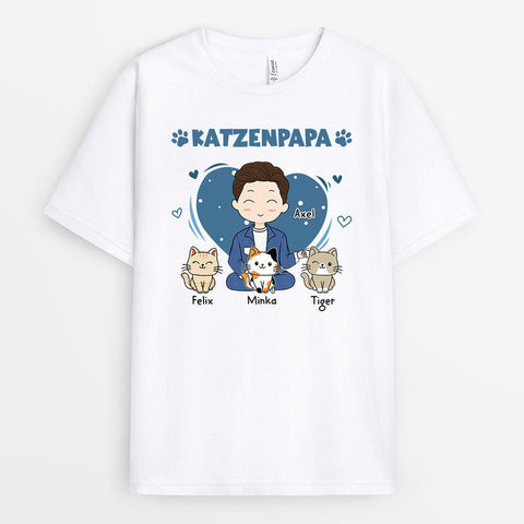 Personalisiertes Katzenpapa T-Shirt t shirt 50 geburtstag mann[product]